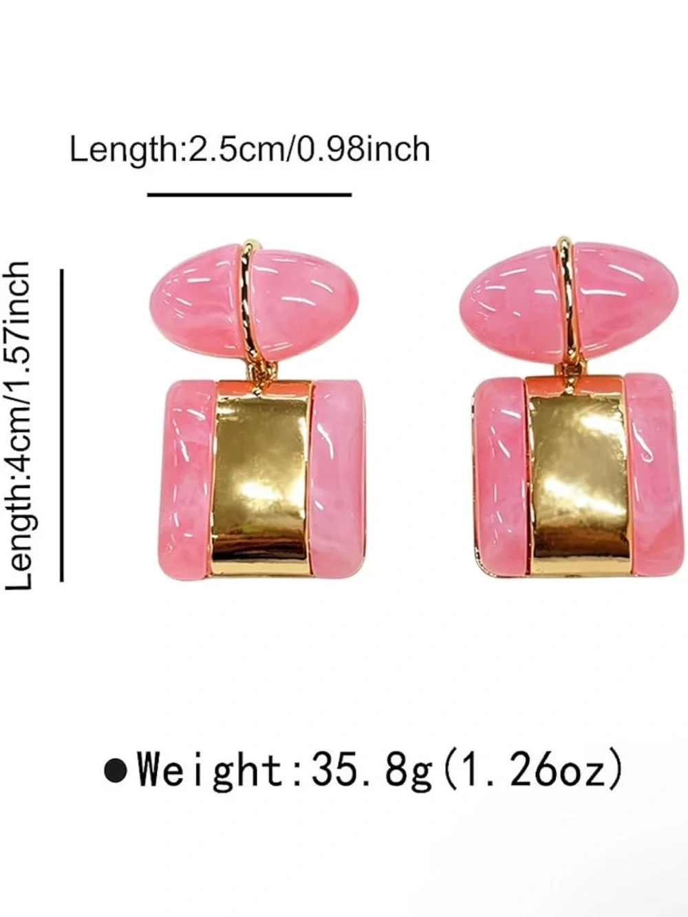 Anthropologie Pink Resin and Gold Drop Earrings